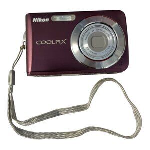 Nikon Coolpix Digital Camera Purple Compact Point and Shoot with Case Untested